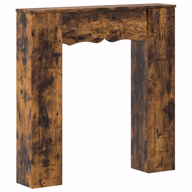 vidaXL Marco de chimenea de madera en color marrón, diseño moderno y rectangular, An/Al/P: 102 x 102 x 20 cm