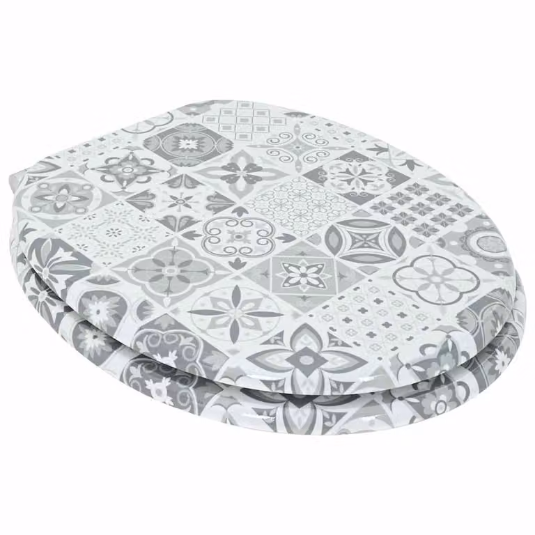 Asiento de WC de porcelana vidaXL con cierre suave en azul y blanco An/P: 44 x 38 cm