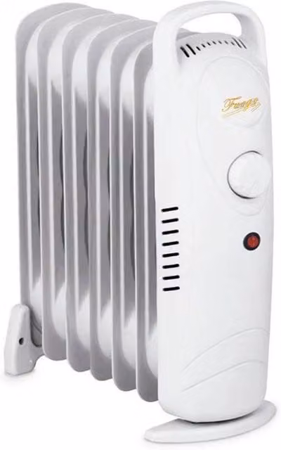 Radiador de aceite F-BRIGHT de 700 W con 7 elementos, termostato regulable y protección contra sobrecalentamiento en color blanco