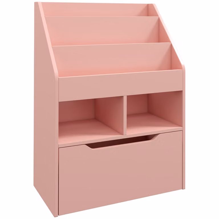 Estantería infantil Homcom en color rosa de MDF y metal, An/P/Al: 60 x 29.9 x 90 cm
