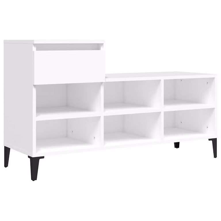 Mueble zapatero vidaXL moderno de madera y metal con asiento integrado y cajones en color blanco An/P/Al: 102 x 36 x 60 cm