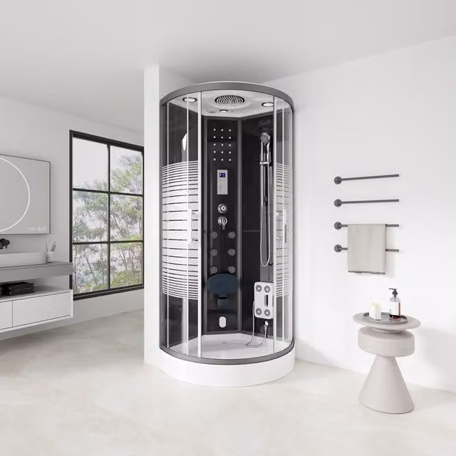 Ducha de vapor con cascada y sauna de vapor Home Deluxe Perla Negra An/P/Al: 90 x 90 x 90 cm
