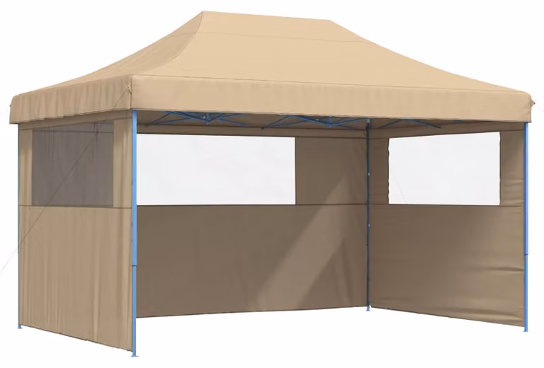 Carpa de fiesta Syfax beige y blanca en poliéster y acero An/P/Al: 440 x 292 x 315 cm