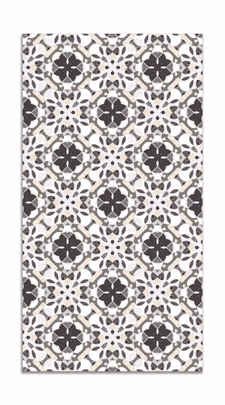 Alfombra vinílica de mosaico oriental en color gris, An/P: 80 x 200 cm