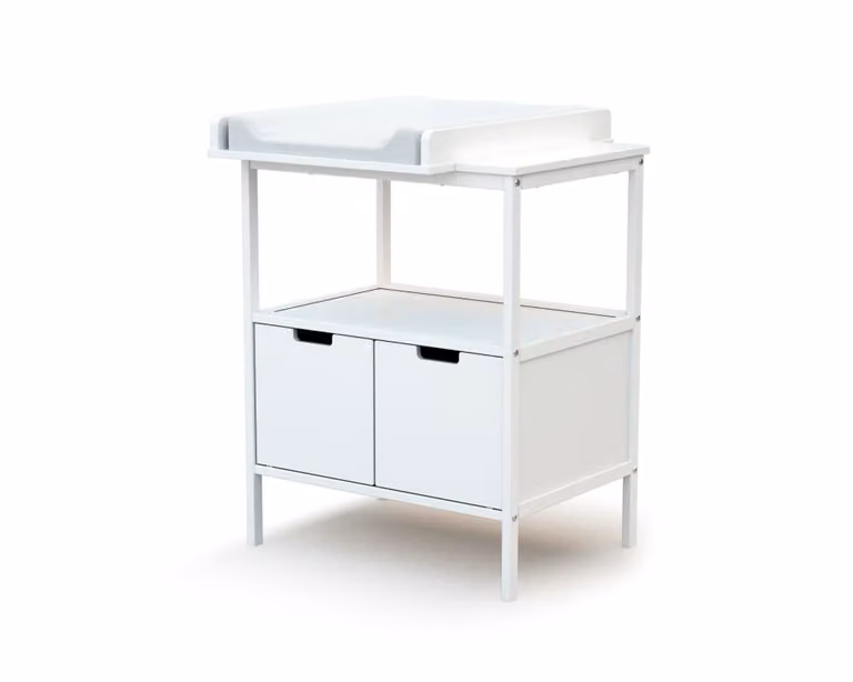 Cambiador de 2 puertas moderno en madera lacada blanca para habitación infantil