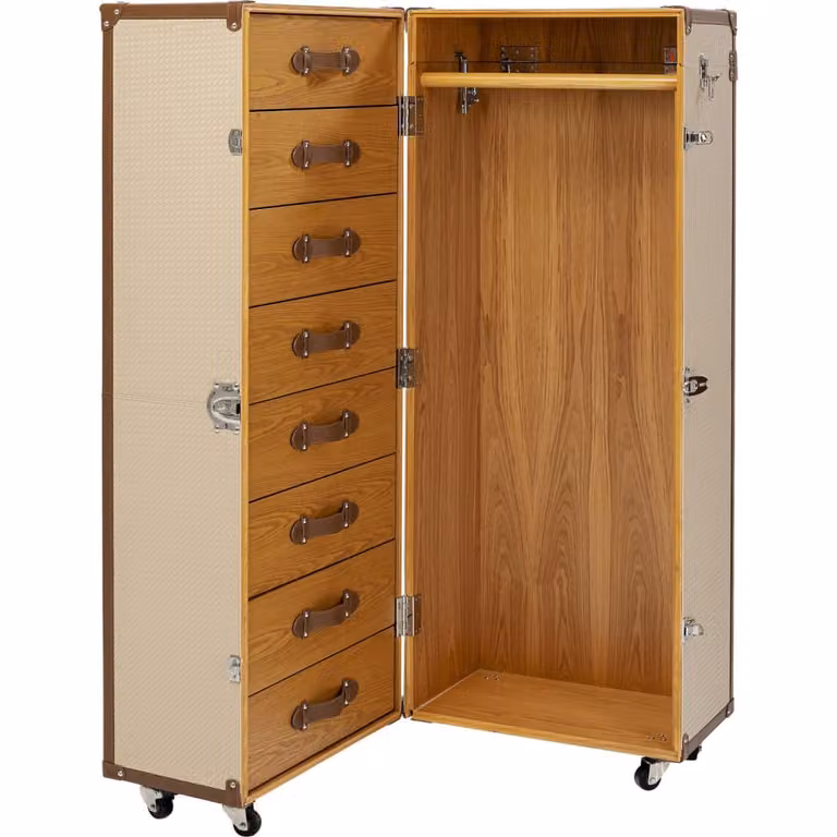 Armario baúl multicolor beige de madera de Kare Design con ruedas y puertas con cajones