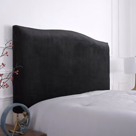 Funda Elástica de Terciopelo para Cabecero de Cama WUIPEO, Color Negro, Ancho: 150 cm