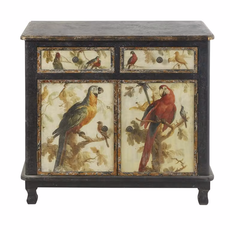 Aparador vintage de pino y MDF multicolor con detalles florales y cristal de Maisons du Monde, An: 86 cm