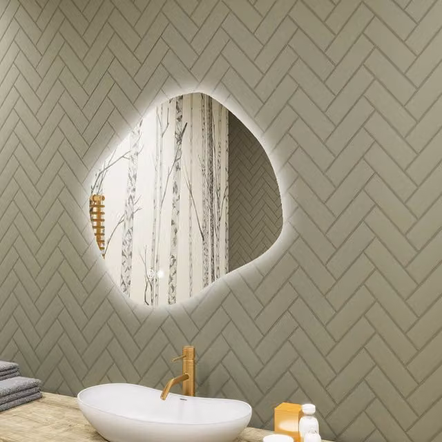 Espejo de baño luminoso Artforma con forma de rombo, luz LED dual, sensor táctil y función antivaho, An: 84 cm, Al: 74 cm