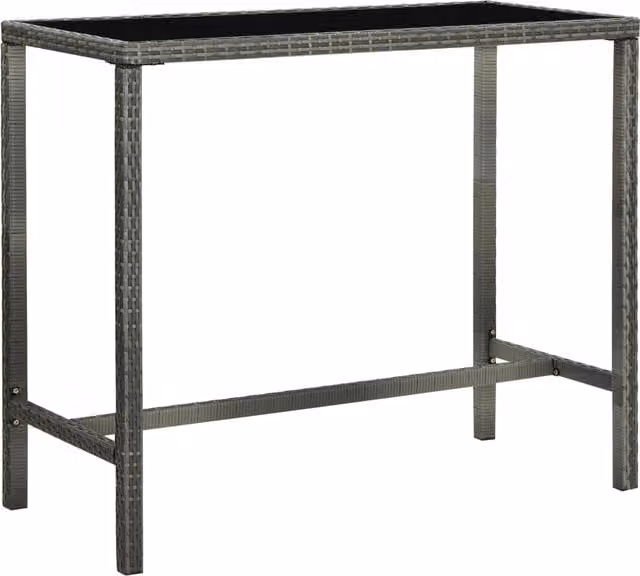 Mesa alta de jardín Syfax de ratán sintético y vidrio en color gris y negro, An/P/Al: 130 x 60 x 110 cm