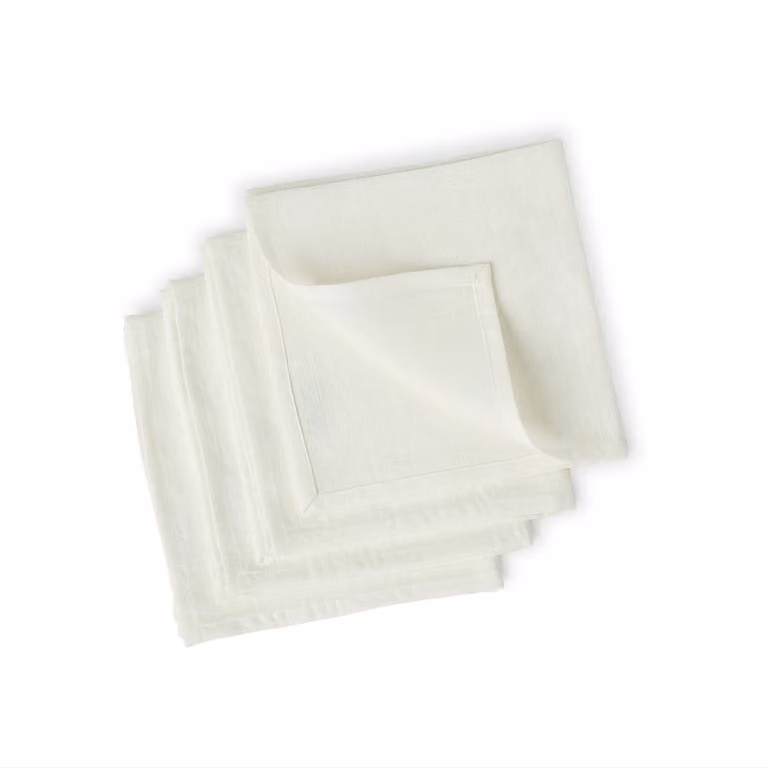 Pack de 4 servilletas de lino Paul en color blanco de 45 x 45 cm
