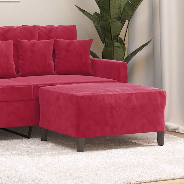 Reposapiés de terciopelo rojo SYFAX An/P/Al: 70 x 55 x 41 cm
