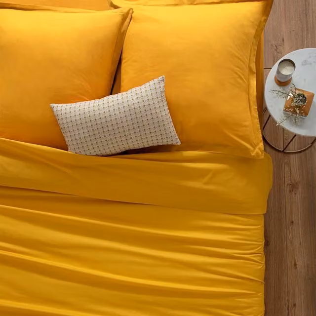 Sábana plana de algodón Atmosphera en color amarillo, An/P: 180 x 290 cm