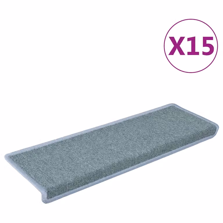 Set de 15 alfombrillas para escaleras vidaXL, color azul mar, de polipropileno, An/P/Al: 65 x 40 x 4 cm