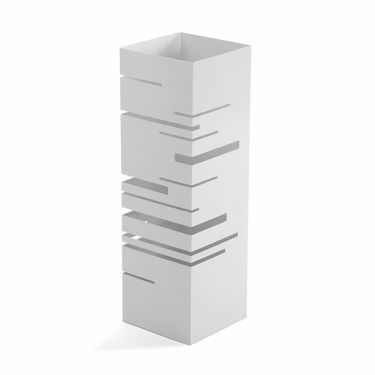 Paragüero moderno Versa Home en metal blanco con bandeja extraíble