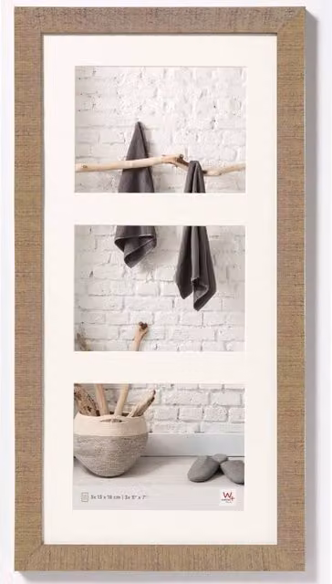 Marco de madera Walther Design color beige y marrón para colgar en la pared, diseño minimalista rectangular, An/P/Al: 13 x 18 x 3 cm