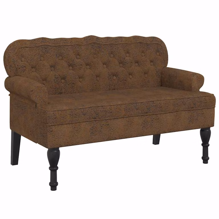 vidaXL Banco con respaldo de ante sintético marrón An/P/Al: 119,5 x 64,5 x 75 cm