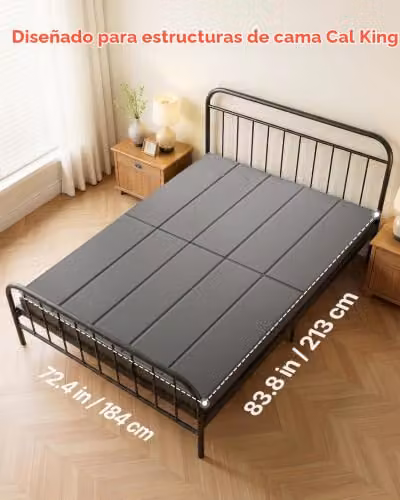 Somier plegable VEVOR tipo Bunkie con base de lamas de PP y funda de tela Oxford 600D en color gris, An/P: 184 x 213 cm