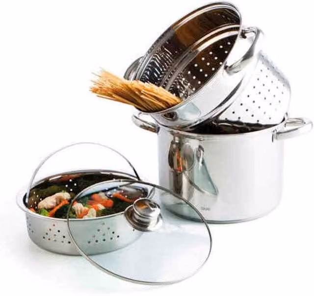 Set de 3 piezas de batería de cocina Quid en acero inoxidable color plata