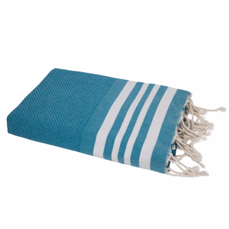 Fouta de algodón Febronie con tejido de nido de abeja en color verde pato, An/P/Al: 100 x 200 cm