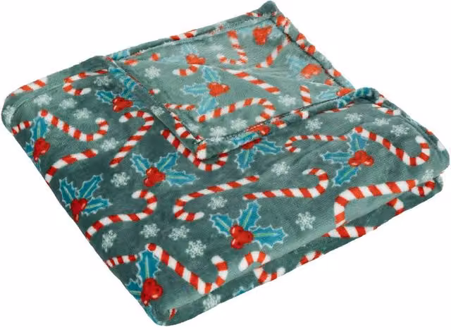 Manta de acebo Atmosphera multicolor para Navidad An/P: 130 x 180 cm