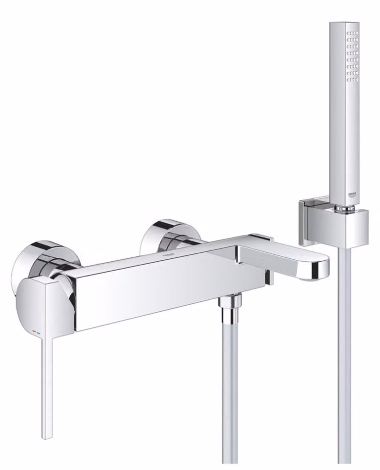 Set de ducha Grohe Plus con monomando para bañera, montaje en pared, acabado cromado plateado