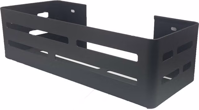 Jabonera recta Beltrán de acero inoxidable con compartimento para esponja en negro mate para montaje en pared