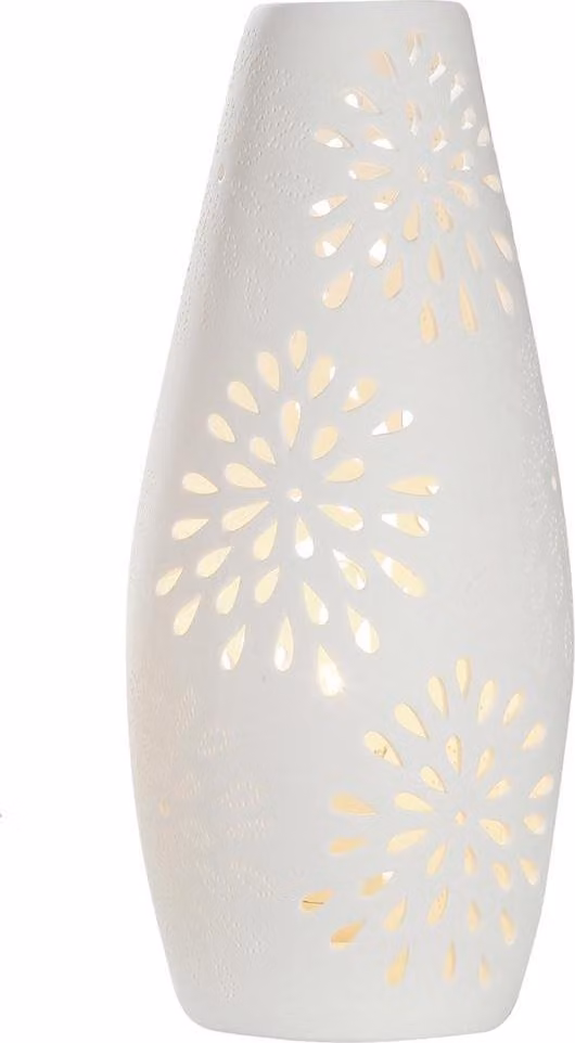 Lámpara colgante Gilde de cerámica blanca con diseño moderno, casquillo E14, An/P/Al: 14,5 x 14,5 x 34,0 cm