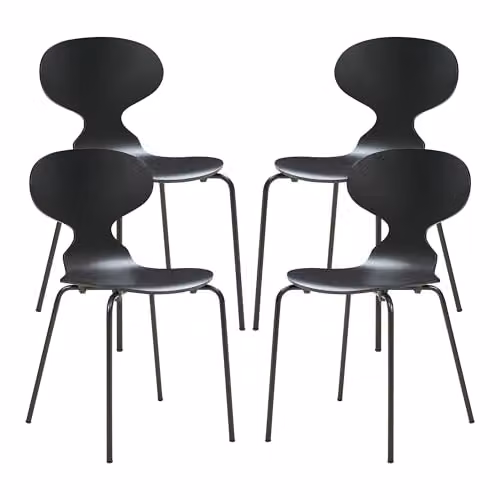 Juego de 4 sillas de comedor Kil de en.casa con estilo escandinavo en color negro, fabricadas en madera de abedul y metal, An/P/Al: 80 x 47 x 48 cm