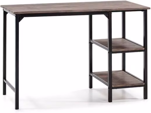Mesa de escritorio rectangular de estilo industrial con 2 estantes en color negro y marrón, An/P/Al: 110 x 55 x 76 cm