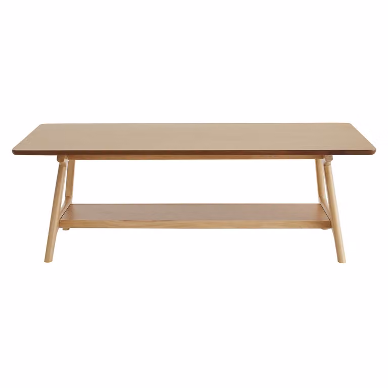 Mesa de centro nórdica rectangular Miliboo con acabado en roble y color marrón, An/P/Al: 120 x 60 x 40 cm
