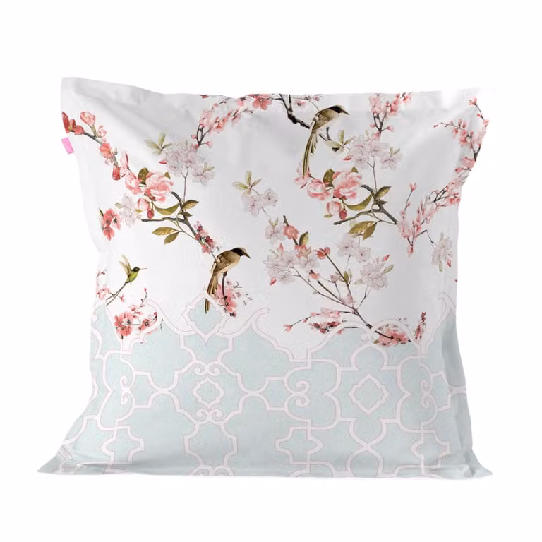 Funda de almohada Happy Friday de algodón con diseño floral multicolor de 80 x 80 cm