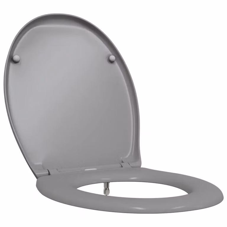 Asiento de WC ovalado vidaXL en color gris de plástico, An/P/Al: 47 x 37 x 4 cm