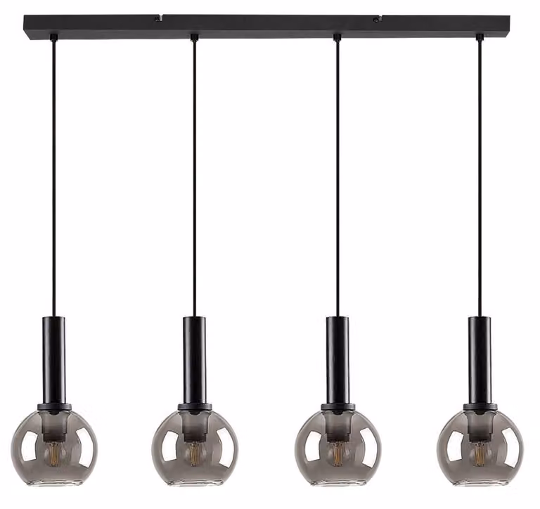 Lámpara colgante Rabalux Centio de diseño esférico moderno con 4 focos, casquillo E27, color gris y acabados en metal y vidrio transparente