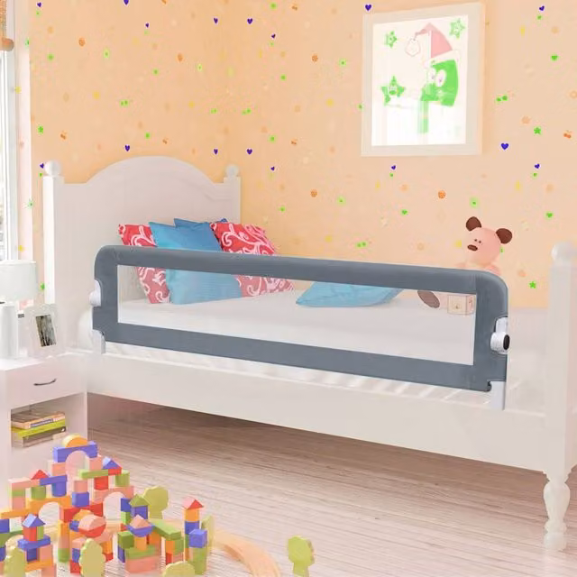Barandilla de seguridad plegable para cama infantil vidaxl en poliéster gris An/P: 120 x 42 cm