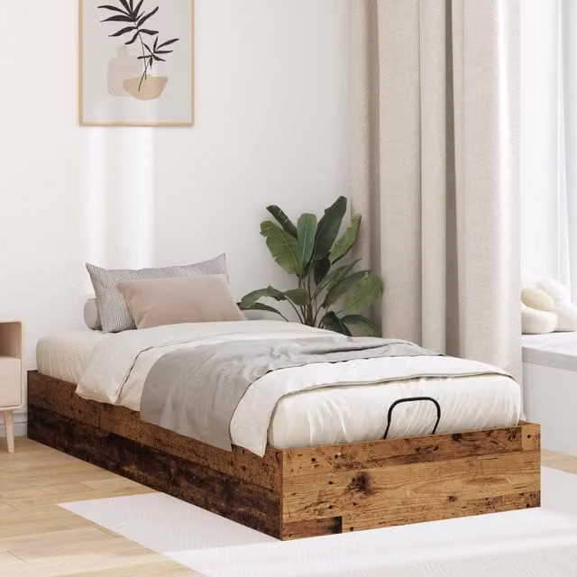 Estructura de cama ottoman Maison Exclusive en madera envejecida color marrón, An/P/Al: 80,5 x 200 x 25 cm
