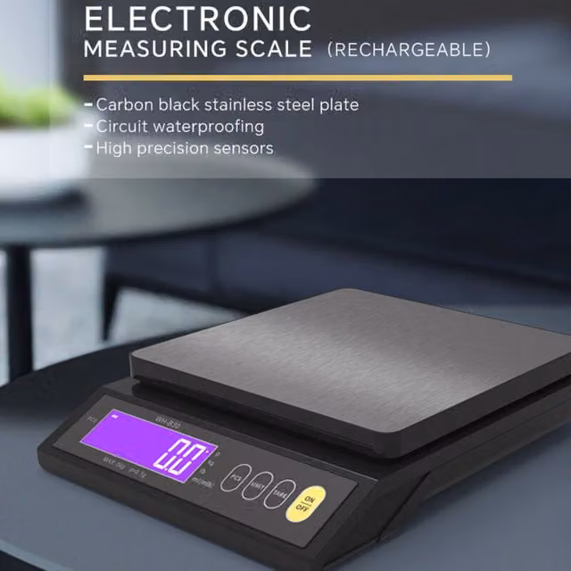 Báscula de cocina eléctrica recargable Eosnow de alta precisión con resistencia al agua IP67, función de tara, conversión de unidades y apagado automático en negro o morado