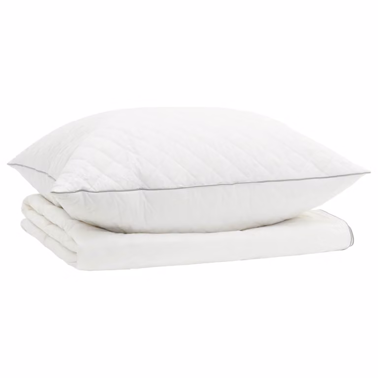 Juego de 2 edredones y almohadas vidaXL FULDA de plumón de ganso blanco, verano, An/P/Al: 140 x 200 cm