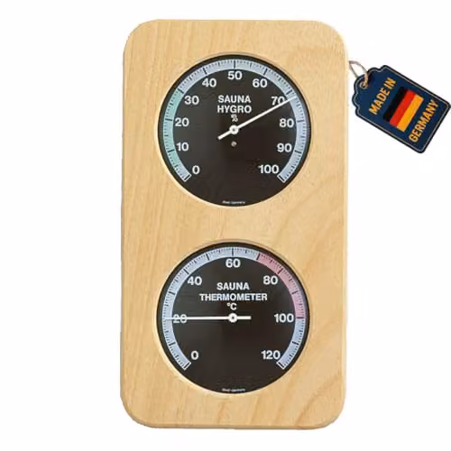 Termohigrómetro analógico para sauna TFA Dostmann 40.1004 con marco de madera color marrón
