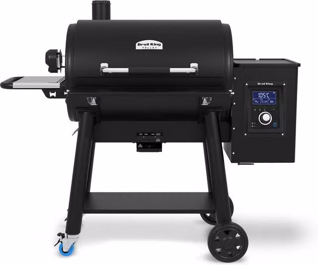 Barbacoa de pellet Broil King Regal Pellet 500 en color negro con accesorios de acero inoxidable y hierro fundido