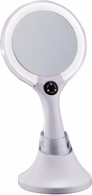 Espejo cosmético de mesa Manillons Torrent con aumento 5x, luz LED y carga USB en color blanco