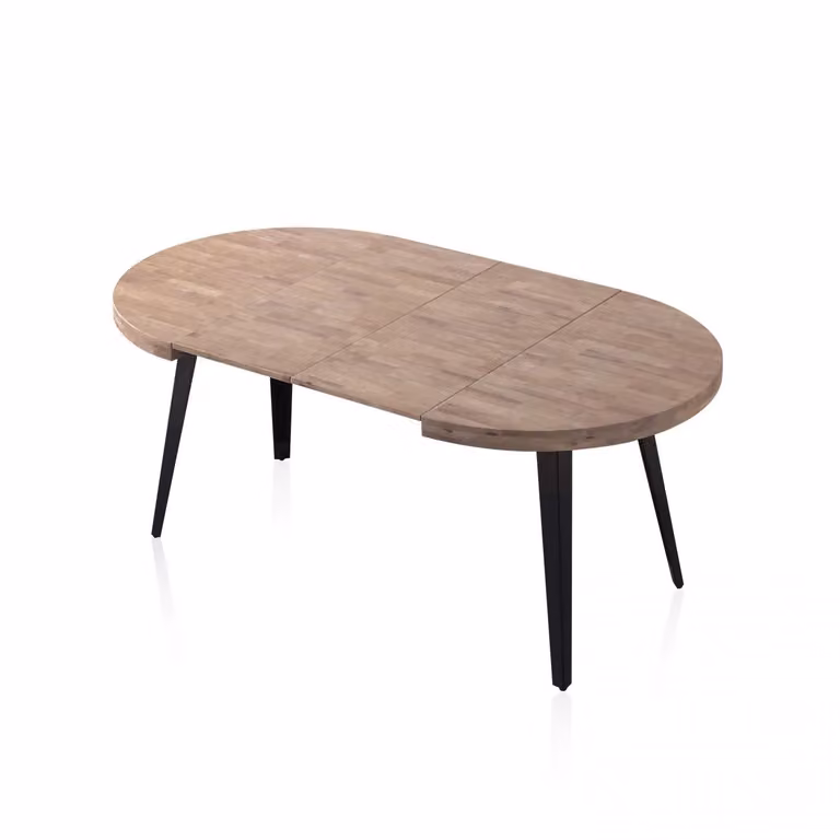 Mesa de comedor redonda extensible DUEHOME en madera y metal, An/P/Al: 120 x 76 x 80 cm