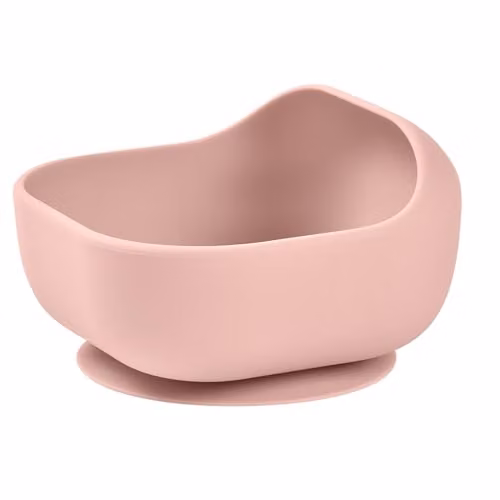 Bol de silicona con ventosa antideslizante Béaba para bebés y niños, apto para microondas, color rosa