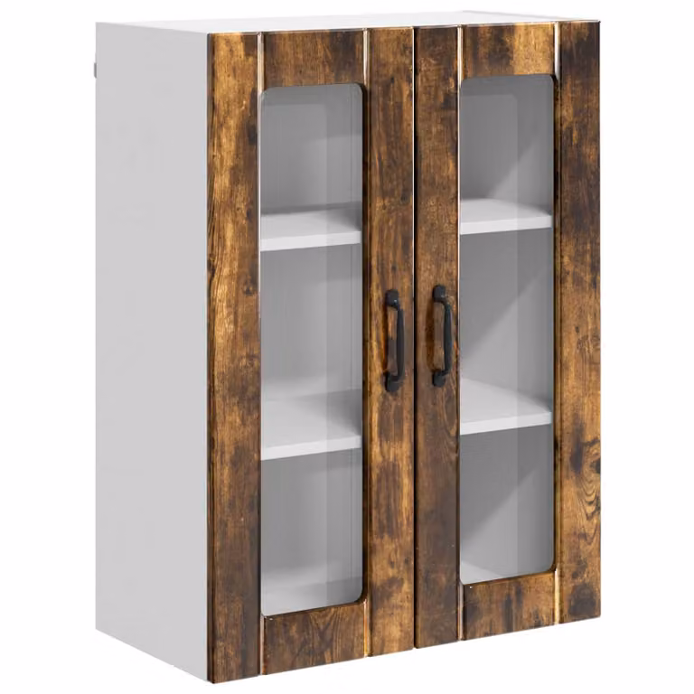Armario de pared moderno vidaXL LUCCA con puertas de vidrio en roble marrón para cocina