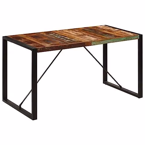 Mesa de centro o comedor Helloshop26 de madera maciza recuperada color marrón con diseño rústico y forma rectangular