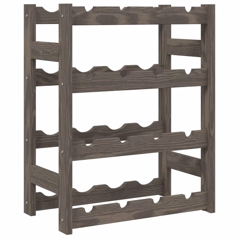 Botellero de pared vidaXL para 16 botellas de madera de pino maciza en color gris