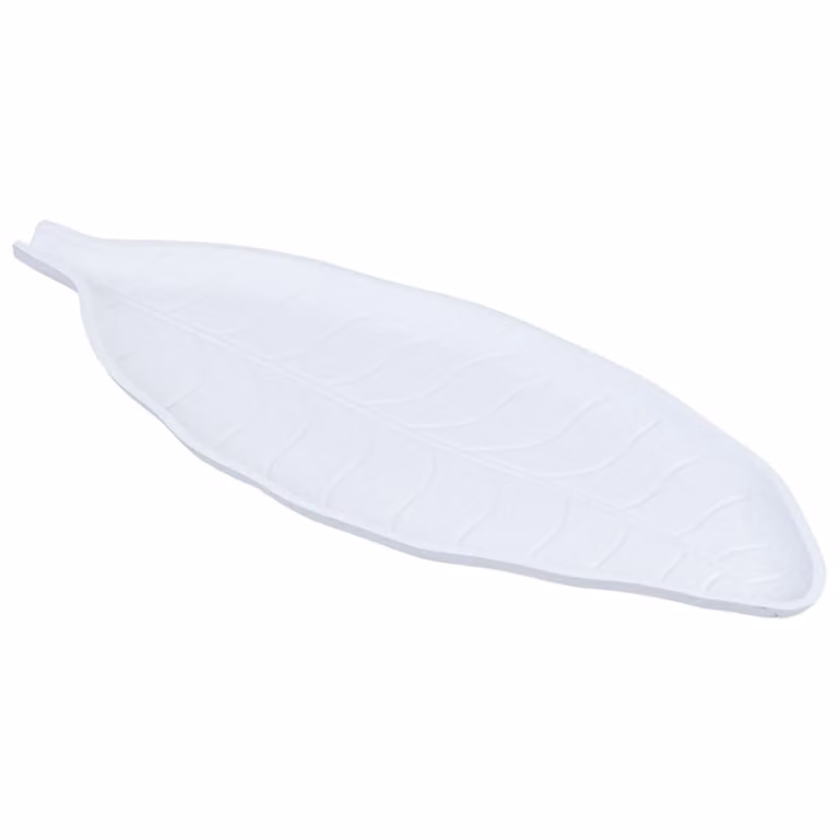 Bandeja decorativa de madera Wanderlust deco en color blanco, estilo minimalista y orgánico, An/P/Al: 40 x 18 x 3 cm