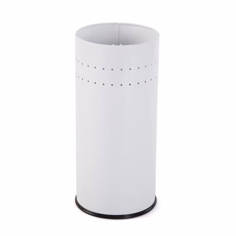 Paragüero moderno Versa Home de metal blanco con bandeja extraíble