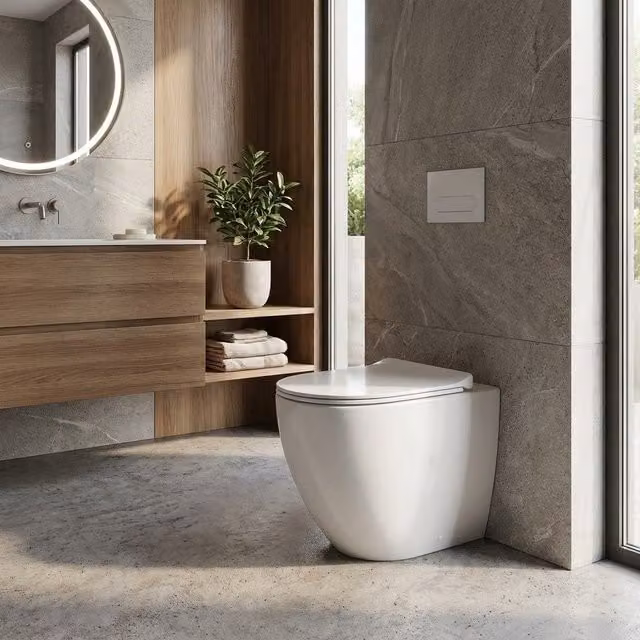 Inodoro de cerámica blanco con doble descarga serie des de RAK Ceramics An/P/Al: 52 x 38 x 42 cm