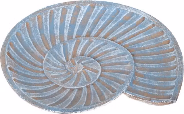 Bandeja de decoración caracola Signes Grimalt en azul y marrón, An/P/Al: 21 x 22 x 3 cm